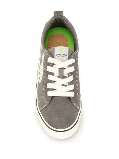 Shop Cariuma Catiba Low Stripe Charcoal Grey Suede And Canvas Contrast Thread Sneaker