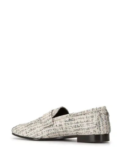 Shop Bougeotte Flat Tweed Loafers In Neutrals