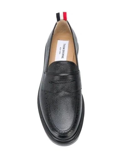 Shop Thom Browne Grained Leather Penny Loafers In Black