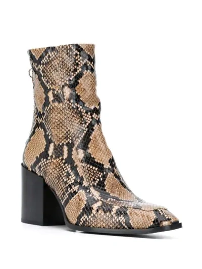 Shop Aeyde Lidias 80mm Snakeskin-effect Boots In Brown