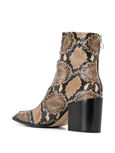 Shop Aeyde Lidias 80mm Snakeskin-effect Boots In Brown