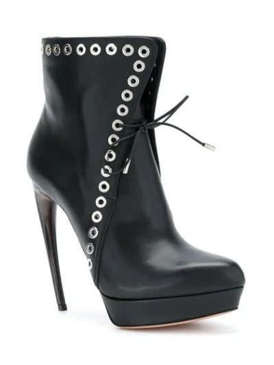 Shop Alexander Mcqueen Horn Heel Boots In Black