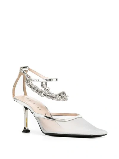 Shop Cesare Paciotti Crystal Embellished Pumps In Silver