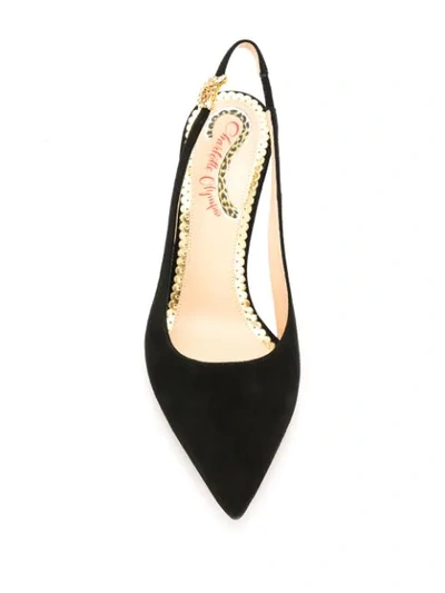 Shop Charlotte Olympia Pointed Toe Slingback Pumps In Black
