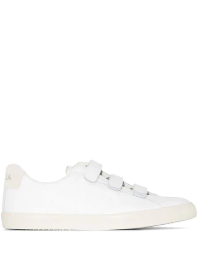 Shop Veja Esplar 3-lock Leather Sneakers In White