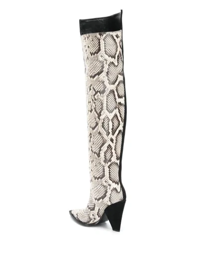 Shop Just Cavalli Thigh-high Snakeskin Boots In Black