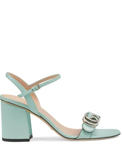 Shop Gucci Double G Mid-heel Sandals In Green