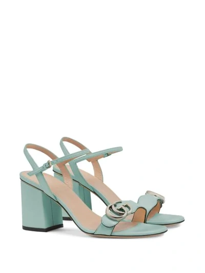 Shop Gucci Double G Mid-heel Sandals In Green