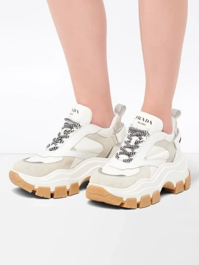 Prada Block Chunky Sneakers In White | ModeSens