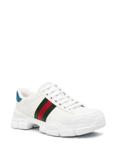 Shop Gucci Ace Web Detail Chunky Sneakers In White