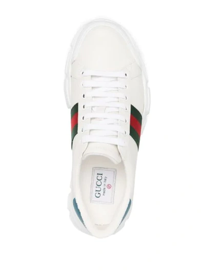 Shop Gucci Ace Web Detail Chunky Sneakers In White