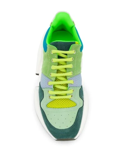 Shop Mm6 Maison Margiela Panelled Low-top Sneakers In Green
