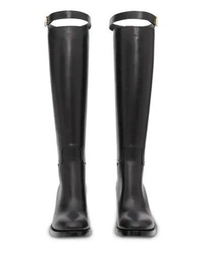 Shop Burberry 70mm Monogram Knee-high Boots In Black