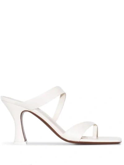 Shop Neous Leather T-bar Strap 80mm Sandals In White