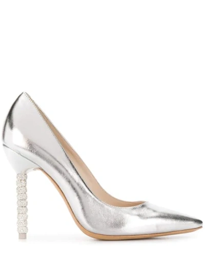 Shop Sophia Webster Coco Crystal-beaded Heel Pumps In Silver