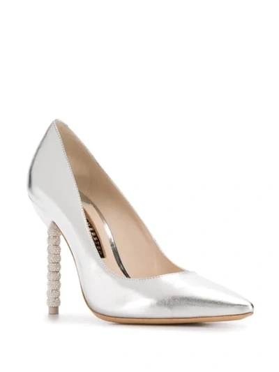 Shop Sophia Webster Coco Crystal-beaded Heel Pumps In Silver