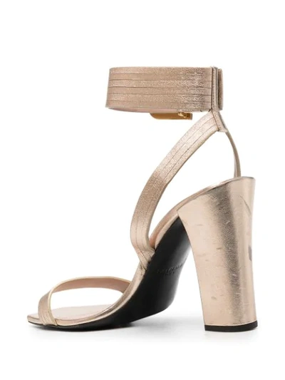 Shop Balmain Stella 95mm Metallized Sandals In Gold