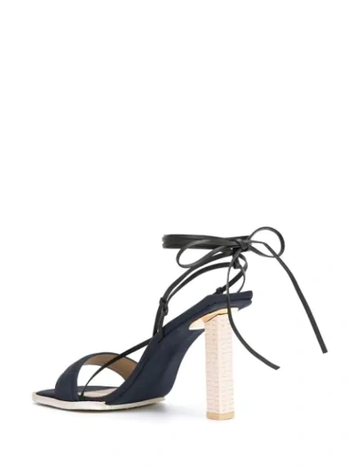 Shop Jacquemus Suede Square-toe Sandals In Blue