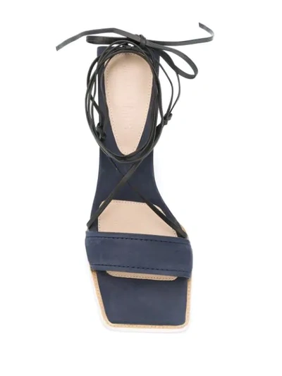 Shop Jacquemus Suede Square-toe Sandals In Blue