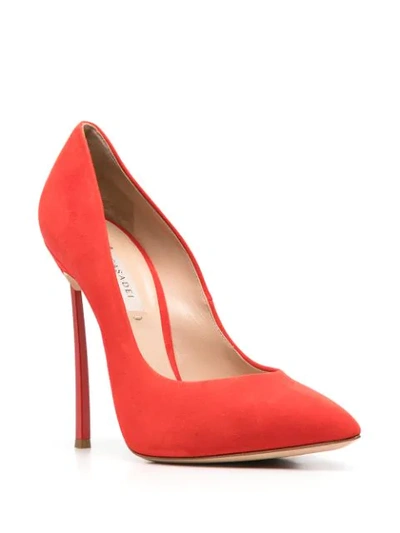 Shop Casadei Pointed Sculpted Heel Pumps In Red