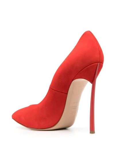 Shop Casadei Pointed Sculpted Heel Pumps In Red
