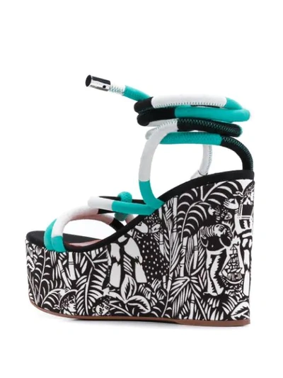 Shop Missoni Graphic Print Wedge Heel Sandals In Black