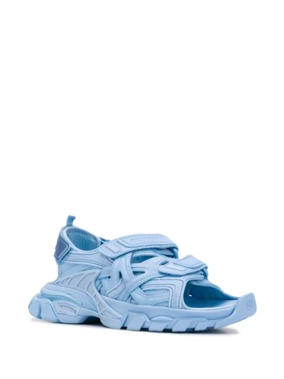 Shop Balenciaga Chunky Ankle Strap Flat Sandals In Blue