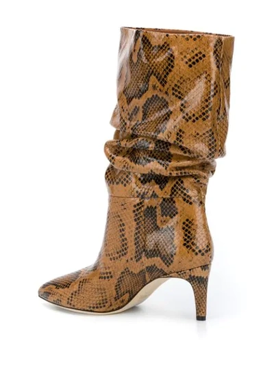 Shop Paris Texas Python Print Slouchy Boots In Brown