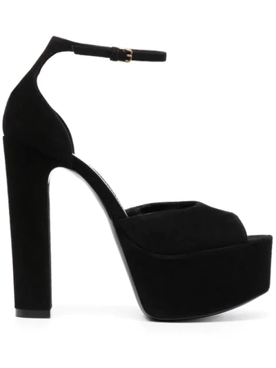 Shop Saint Laurent Jodie 140mm Platform Sandals In Black