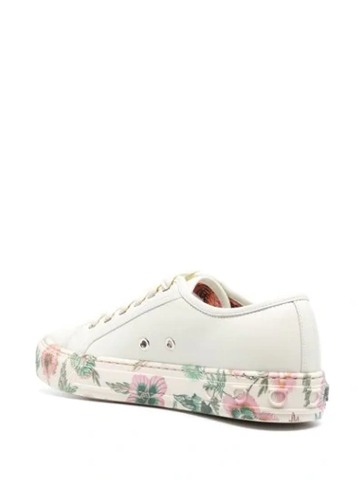 Ferragamo Borg Cubic Floral-sole Low-top Sneakers In Neutrals