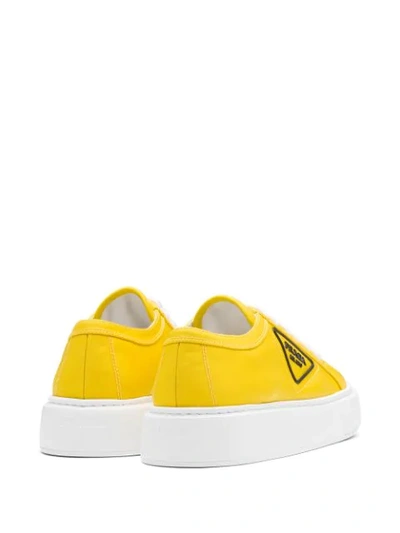 Shop Prada Logo Patch Platform Sneakers In Yellow