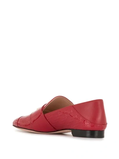 Shop Bally Logo-embossed Loafers In Red