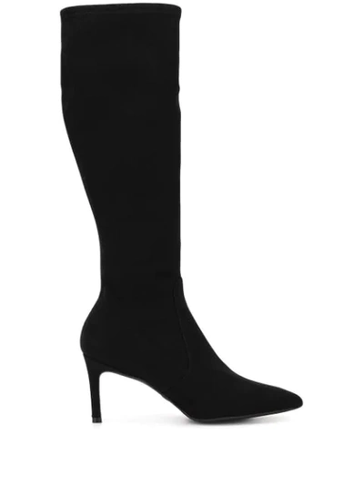 Shop Stuart Weitzman Mid-heel Knee Boots In Black