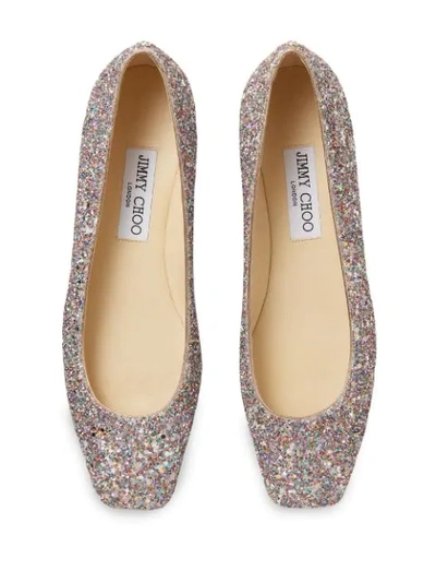 Shop Jimmy Choo Modell Glow-in-the-dark Glitter Flats In Metallic