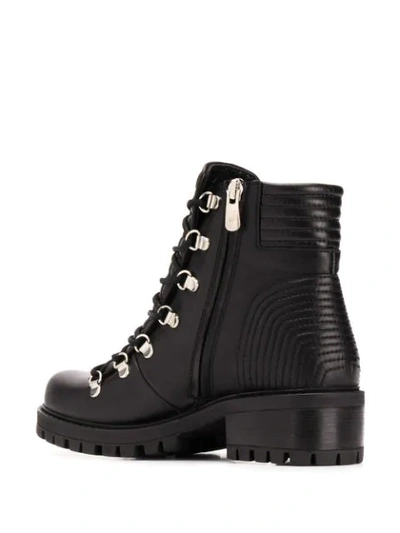 Shop Albano Lace Up Quilted Effect Boots In Black