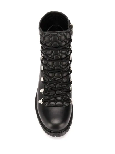 Shop Albano Lace Up Quilted Effect Boots In Black