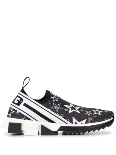 Shop Dolce & Gabbana Sorrento Star Print Slip-on Sneakers In Black