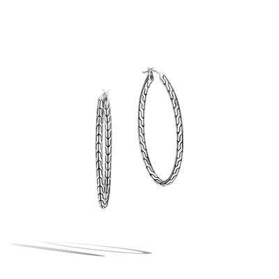 Shop John Hardy Carved Chain Oval Hoop Earring In Silver