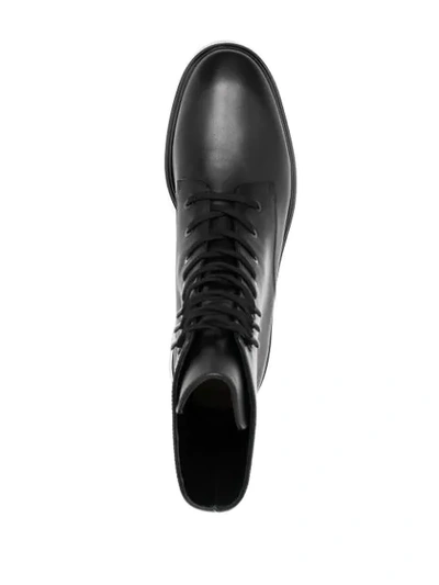 Shop Stuart Weitzman Lace-up Leather Boots In Black