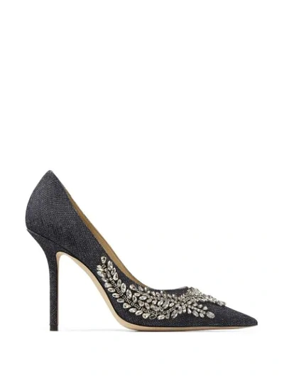 Shop Jimmy Choo Love Crystal-embellished Pumps 100mm In Blue