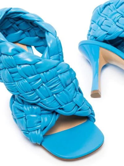 Shop Bottega Veneta Bv Board 90mm Woven Sandals In Blue