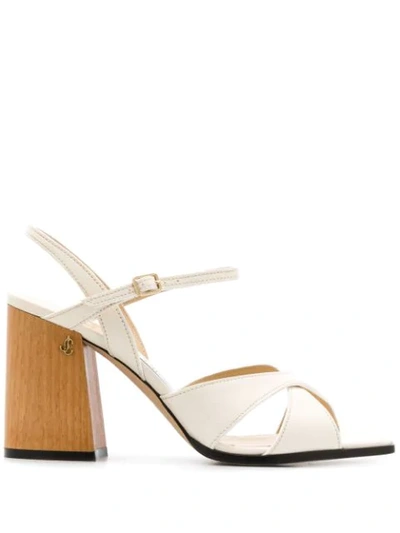 Shop Jimmy Choo Joya 85 Sandals In Neutrals