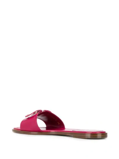 Shop Valentino Vlogo Plaque Slides In Pink