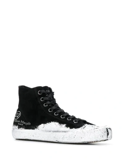 Shop Maison Margiela Tabi Paint High-top Sneakers In Black