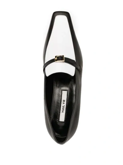 Shop Yuul Yie Two-tone Squared-toe Loafers In Black