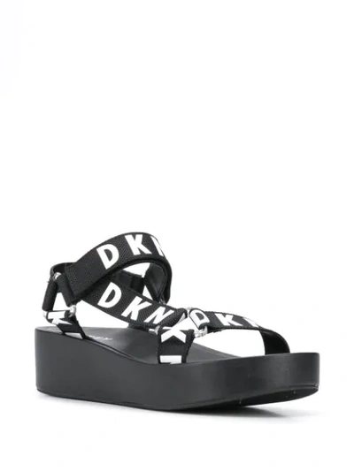Shop Dkny Logo Platform Sandals In Black