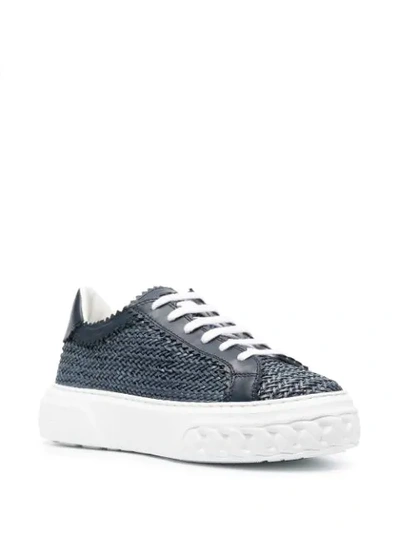 Shop Casadei Woven Panel Sneakers In Blue