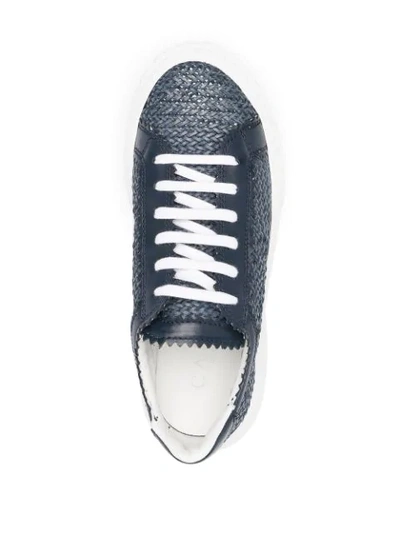 Shop Casadei Woven Panel Sneakers In Blue