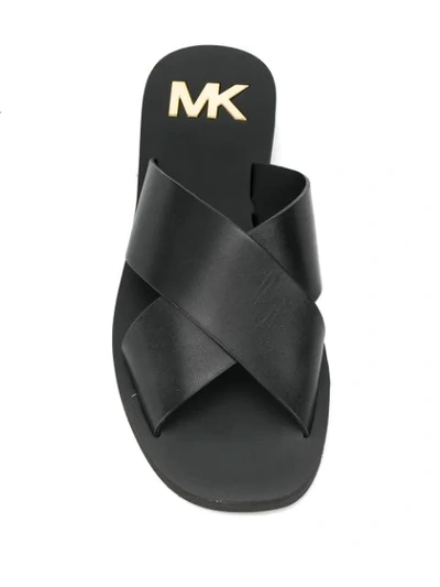 Shop Michael Michael Kors Glenda Flat Sandals In Black