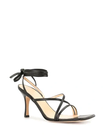 Shop A.w.a.k.e. Lace Up Heeled Sandals In Black